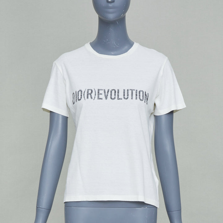CHRISTIAN DIOR 2017 Runway Dio(r)evolution beige cotton linen print tshirt S