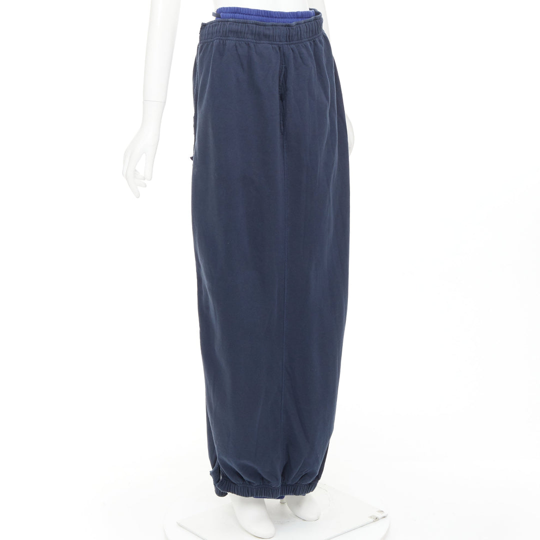 VETEMENTS 2019 Demna bicolor blue washed cotton deconstructed wrap skirt XS