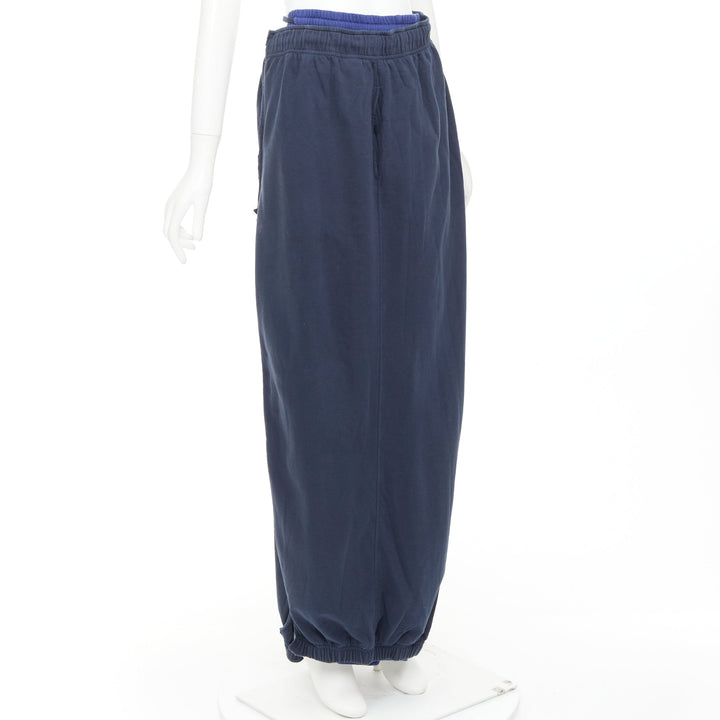 VETEMENTS 2019 Demna bicolor blue washed cotton deconstructed wrap skirt XS