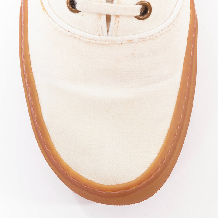 SAINT LAURENT Venice cream gum lace up low skate sneakers EU40