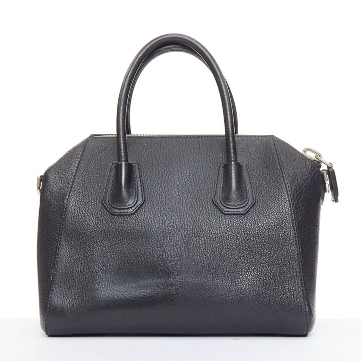 GIVENCHY Antigona Small black grained leather trapezoid structured tote bag