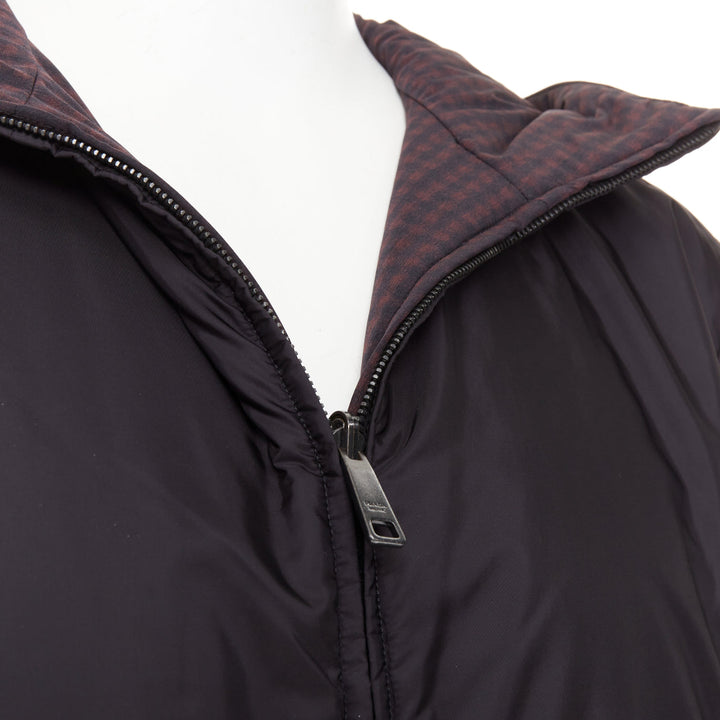 PRADA Linea Rossa 2014 Reversible black burgundy gingham windbreaker IT52 XL