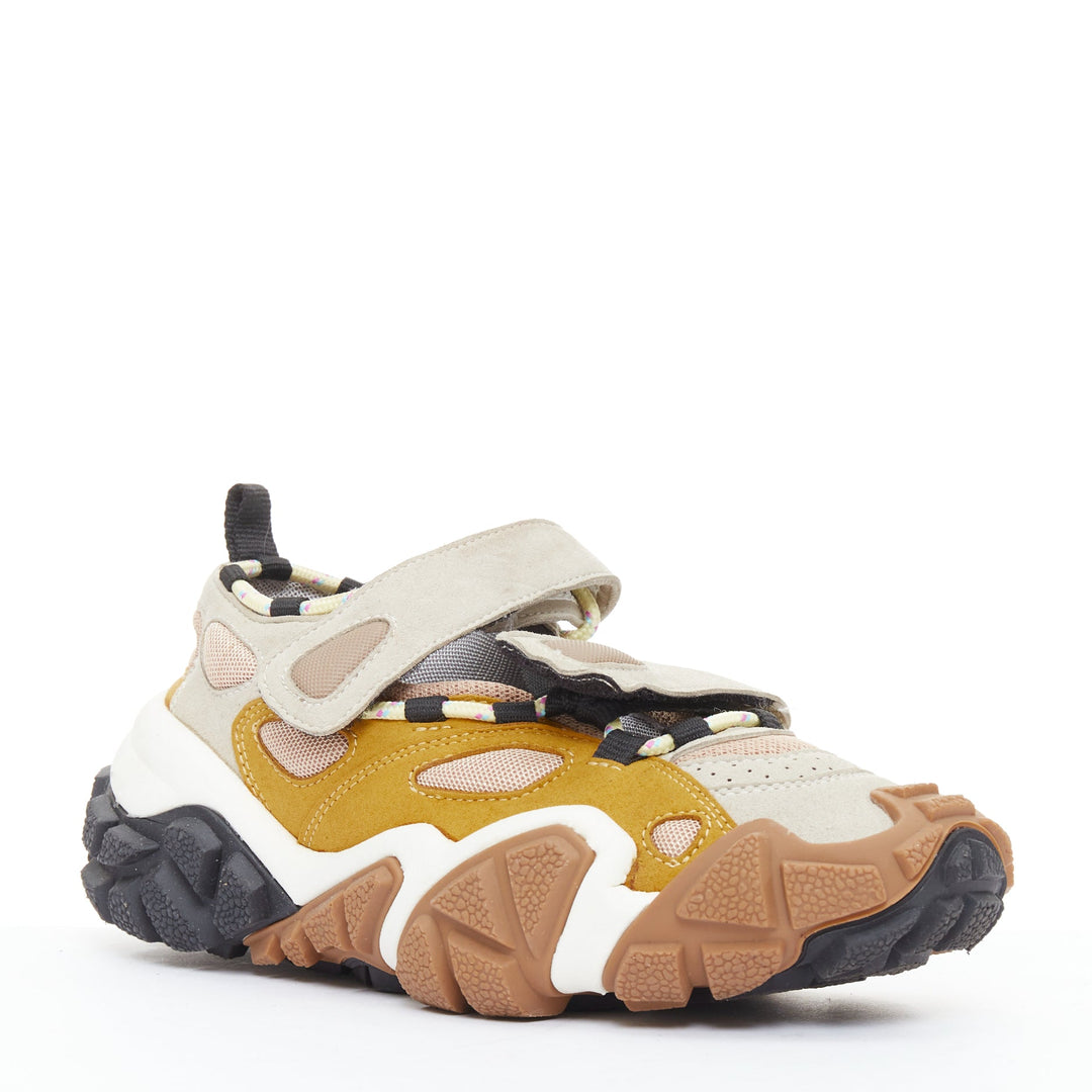 ACNE STUDIOS Bolzter Bryz yellow brown grey suede dad chunky sneakers EU38