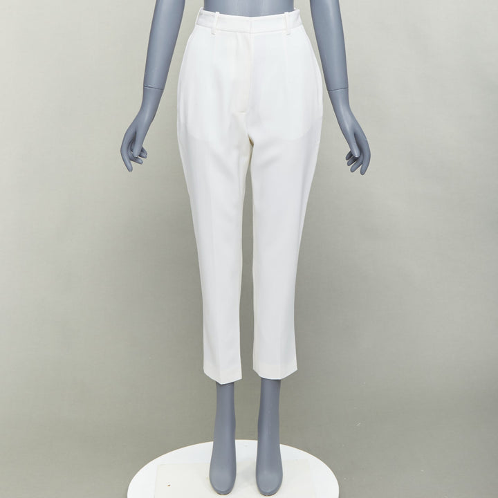 ALEXANDER MCQUEEN 2020 cream virgin wool curved side seam pants IT38 XS