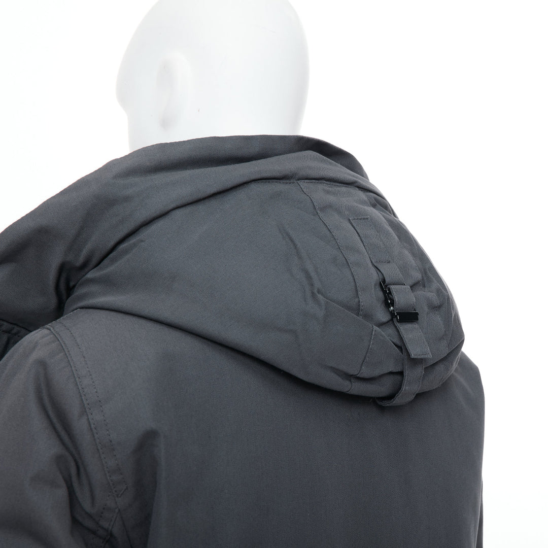 SANDRO Rescue charcoal grey padded technical pocketed hooded utility jacket XS