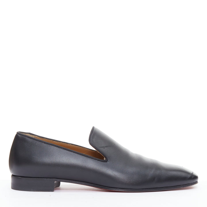 CHRISTIAN LOUBOUTIN Dandelion black smooth leather slip on  loafers EU40.5