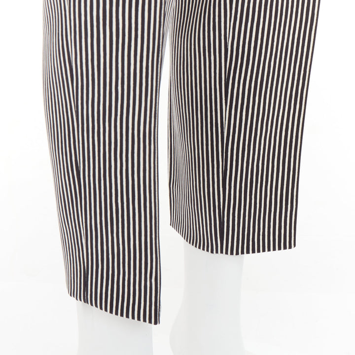 CELINE Phoebe Philo cream black silk new pure wool striped trousers FR36 S