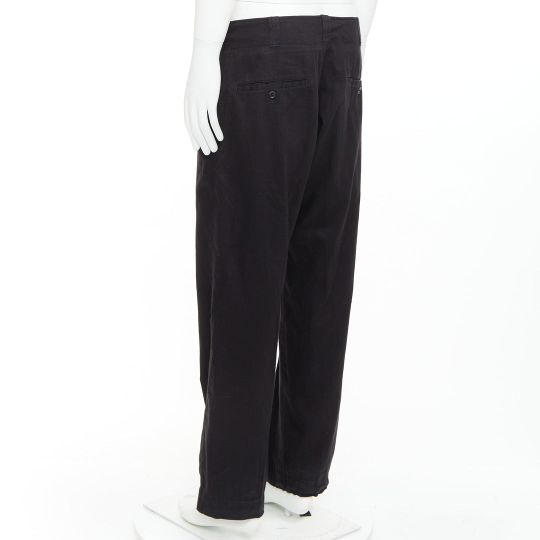 YOHJI YAMAMOTO HOMME black cotton zip pocket wide drawstring pants JP4 XL