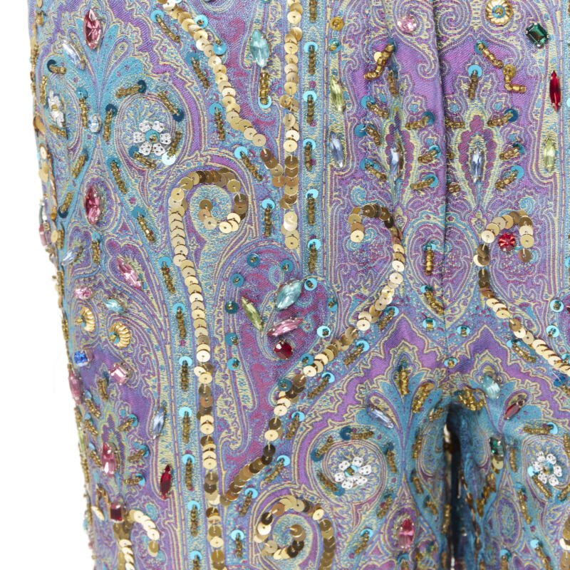 rare DOLCE GABBANA 2000 blue purple iridescent jewel embellished pants M