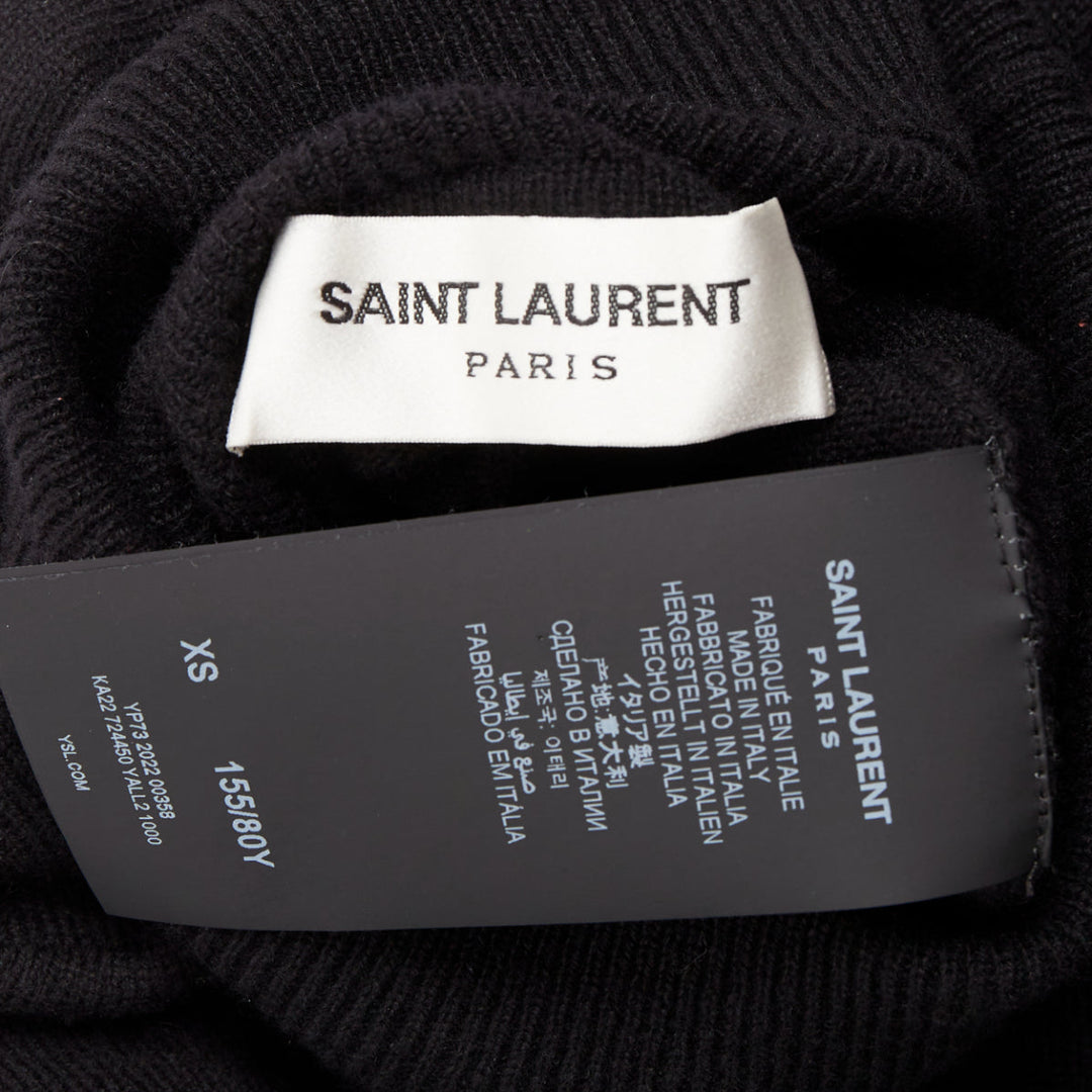 SAINT LAURENT 2022 Runway 100% cashmere turtleneck Power shoulder gown XS