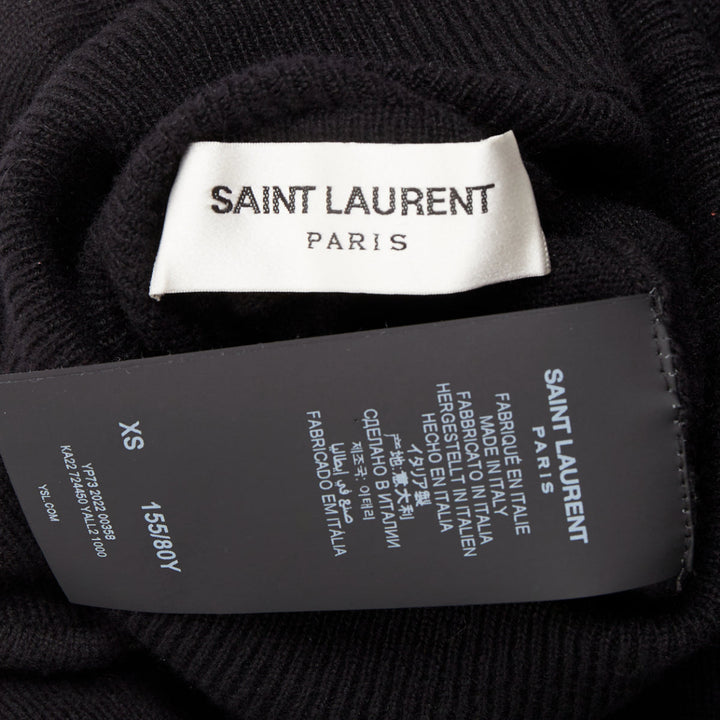 SAINT LAURENT 2022 Runway 100% cashmere turtleneck Power shoulder gown XS