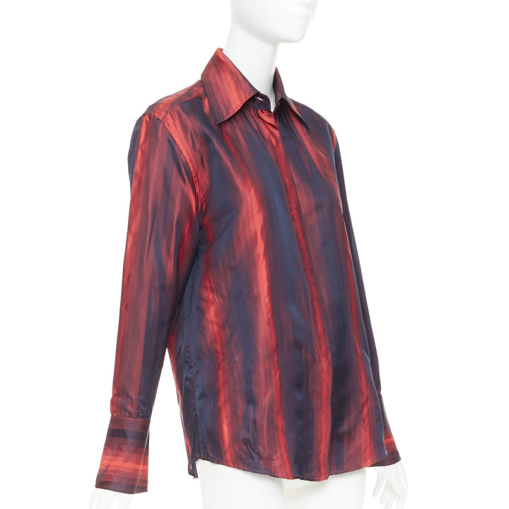 GUCCI 1997 Tom Ford Vintage orange black gradient striped shirt IT40 S