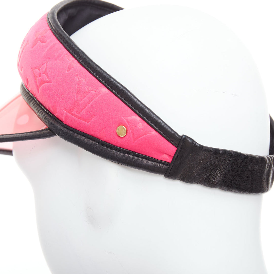 LOUIS VUITTON pink neoprene LV monogram PVC leather trim visor