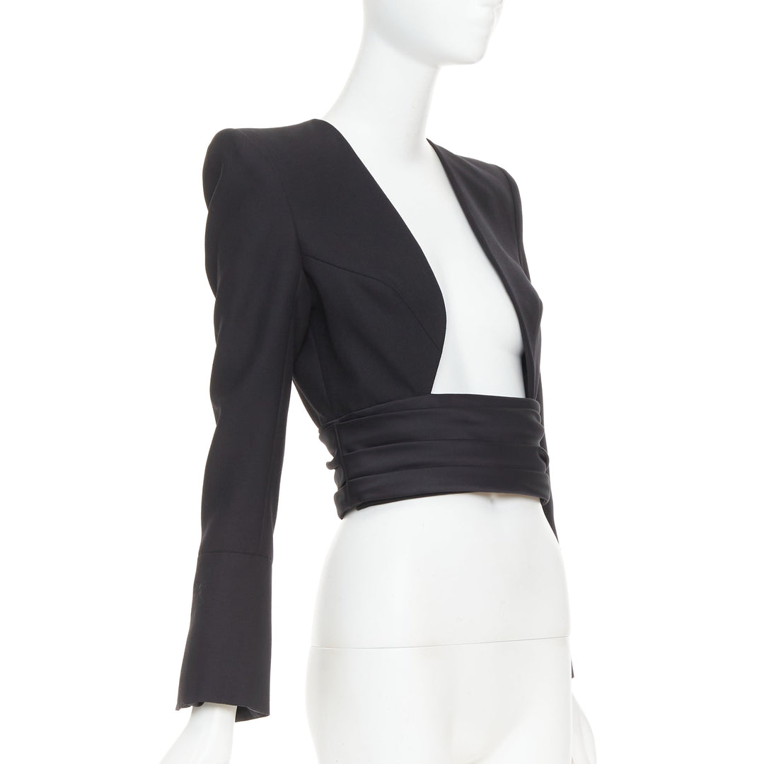 ALEXANDRE VAUTHIER COUTURE AW2020 Runway black open cummerband cropped jacket