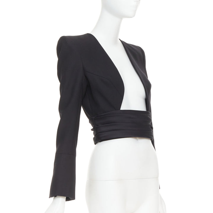 ALEXANDRE VAUTHIER COUTURE AW2020 Runway black open cummerband cropped jacket