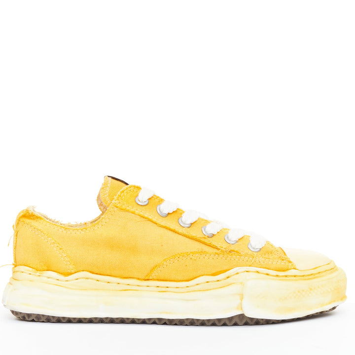 MAISON MIHARA YASUHIRO Peterson Overdyed yellow canvas melted sole sneakers EU42