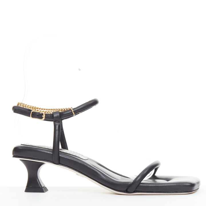 PROENZA SCHOULER Sofia black leather gold chain link padded sandals EU35
