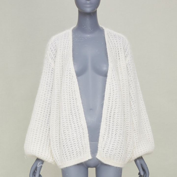 OTEME 2023 Puffed Cardigan off white loose mohair blend casual knitwear XXS