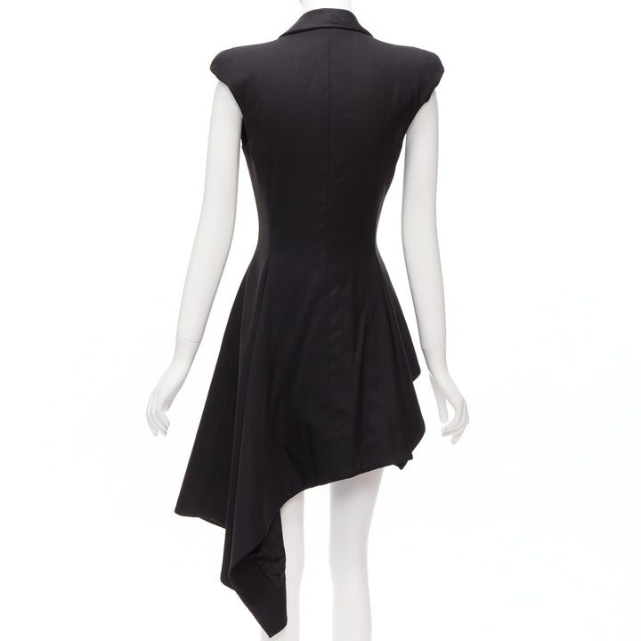 MONSE 2017 black wool blend silk lined asymmetric blazer dress US4 S