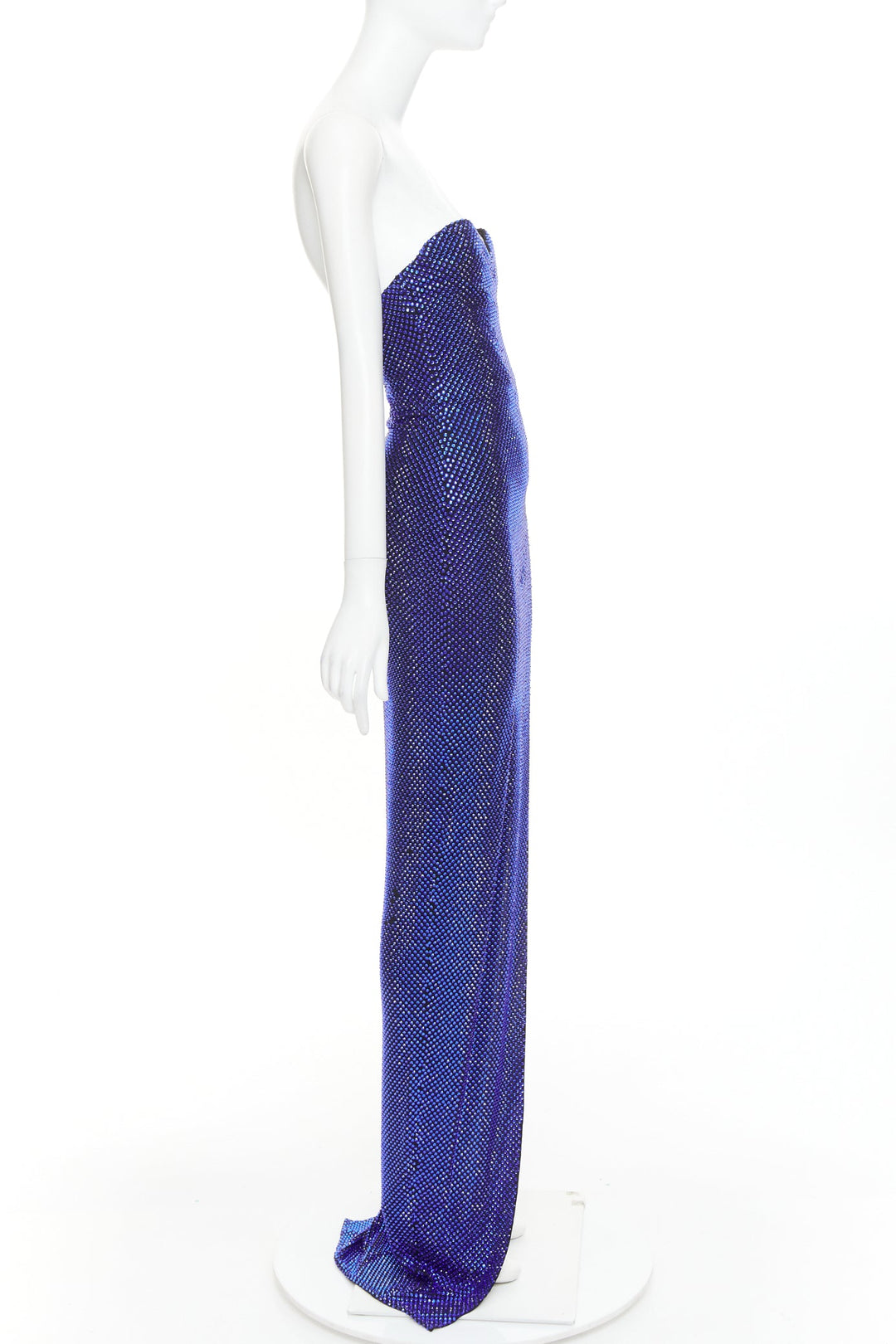 ALEXANDRE VAUTHIER  blue black strass sweetheart bustier high slit gown
