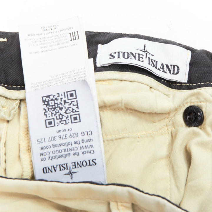 STONE ISLAND 2020 stone washed cotton blend logo patch shorts 30"