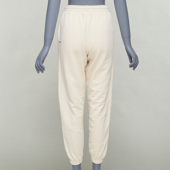 PANGAIA cream organic recycled cotton hoodie jogger pant set XXS