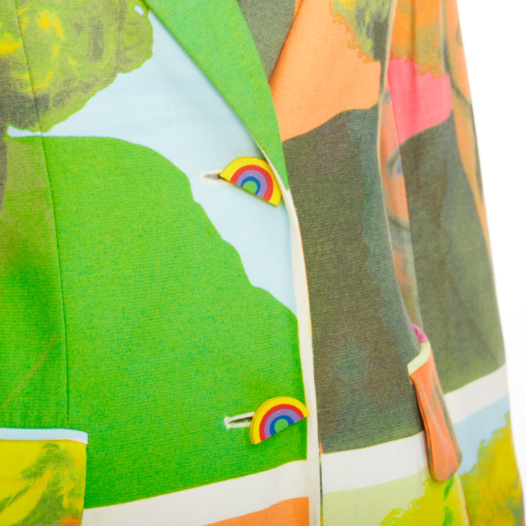 rare MOSCHINO 1994 Runway Pop Art Self Portrait rainbow button blazer IT38 XS