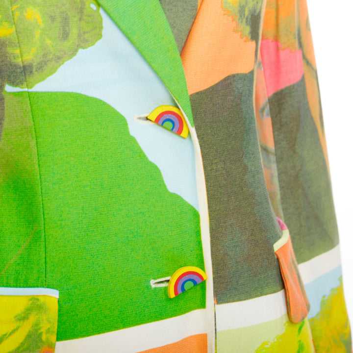 rare MOSCHINO 1994 Runway Pop Art Self Portrait rainbow button blazer IT38 XS