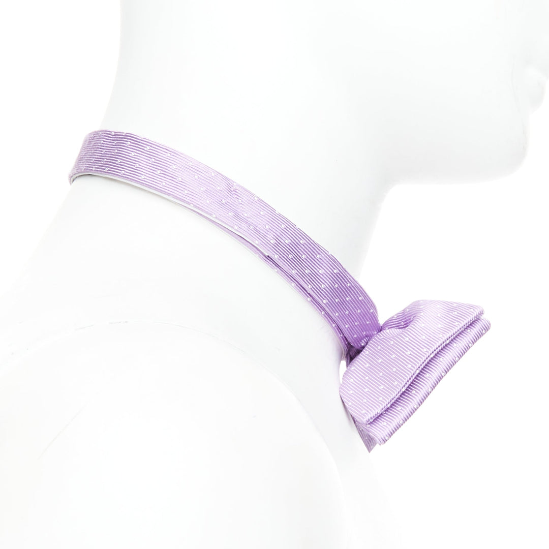 LANVIN 100% silk purple white dot classy bow tie