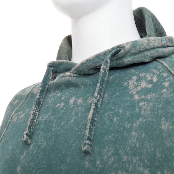 STONE ISLAND 2022 Off-Dye OVD Treatment Cotton fleece hoodie green marbled M