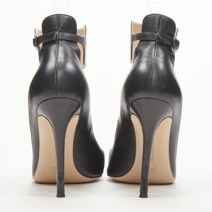 Female mannequin wearing Gianvito Rossi Black Calfskin Leather Women Heels in Size EU38.5 | Available at JHROP