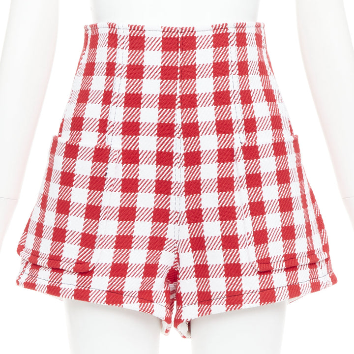 PHILOSOPHY Lorenzo Serafini red white check cotton blend high shorts IT38 XS