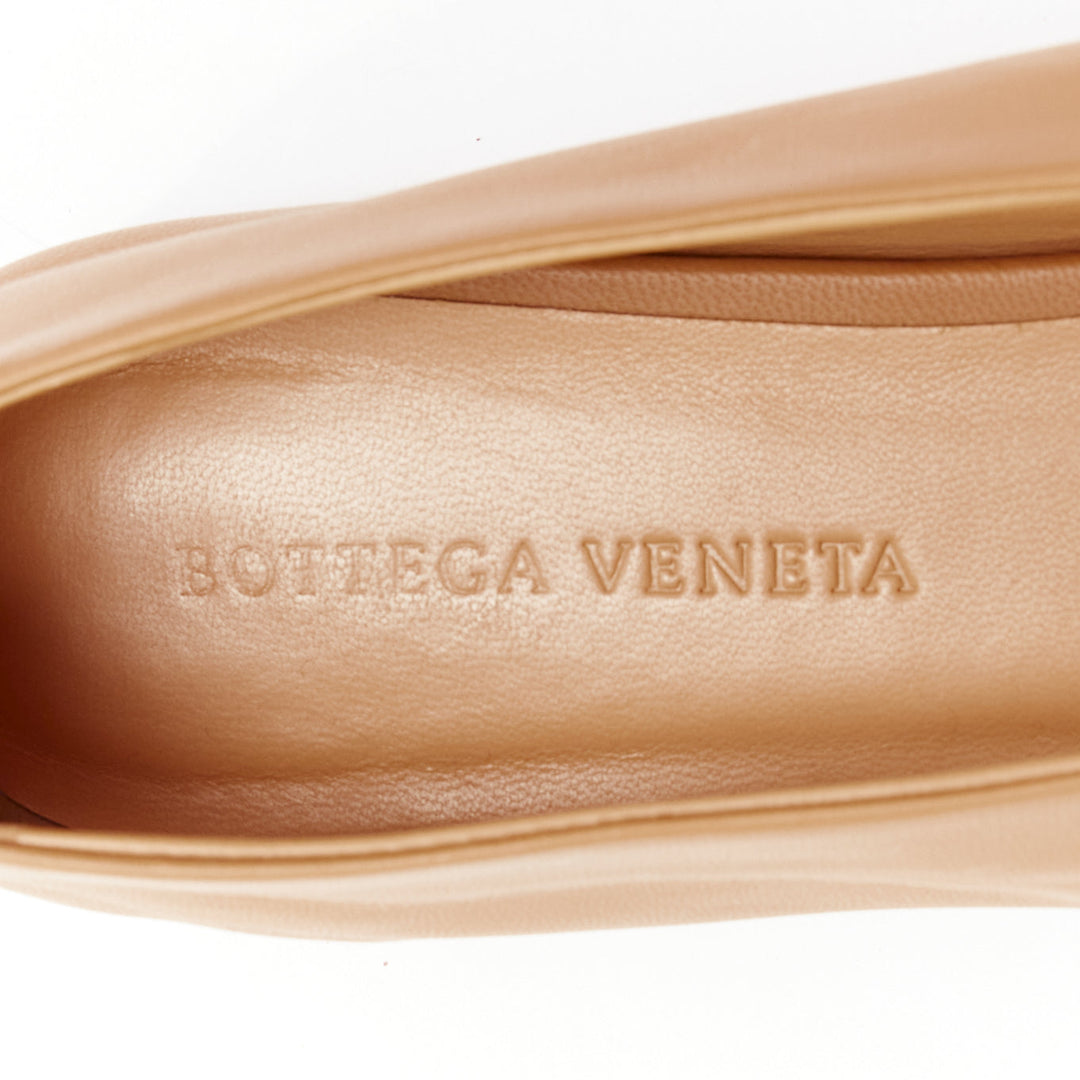 BOTTEGA VENETA brown leather low vamp pointed ballet flats EU38