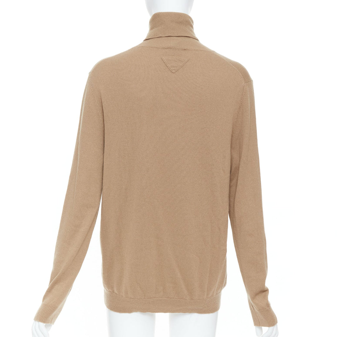 PRADA 2019 beige fine knit cashmere turtleneck sweater IT38 XS