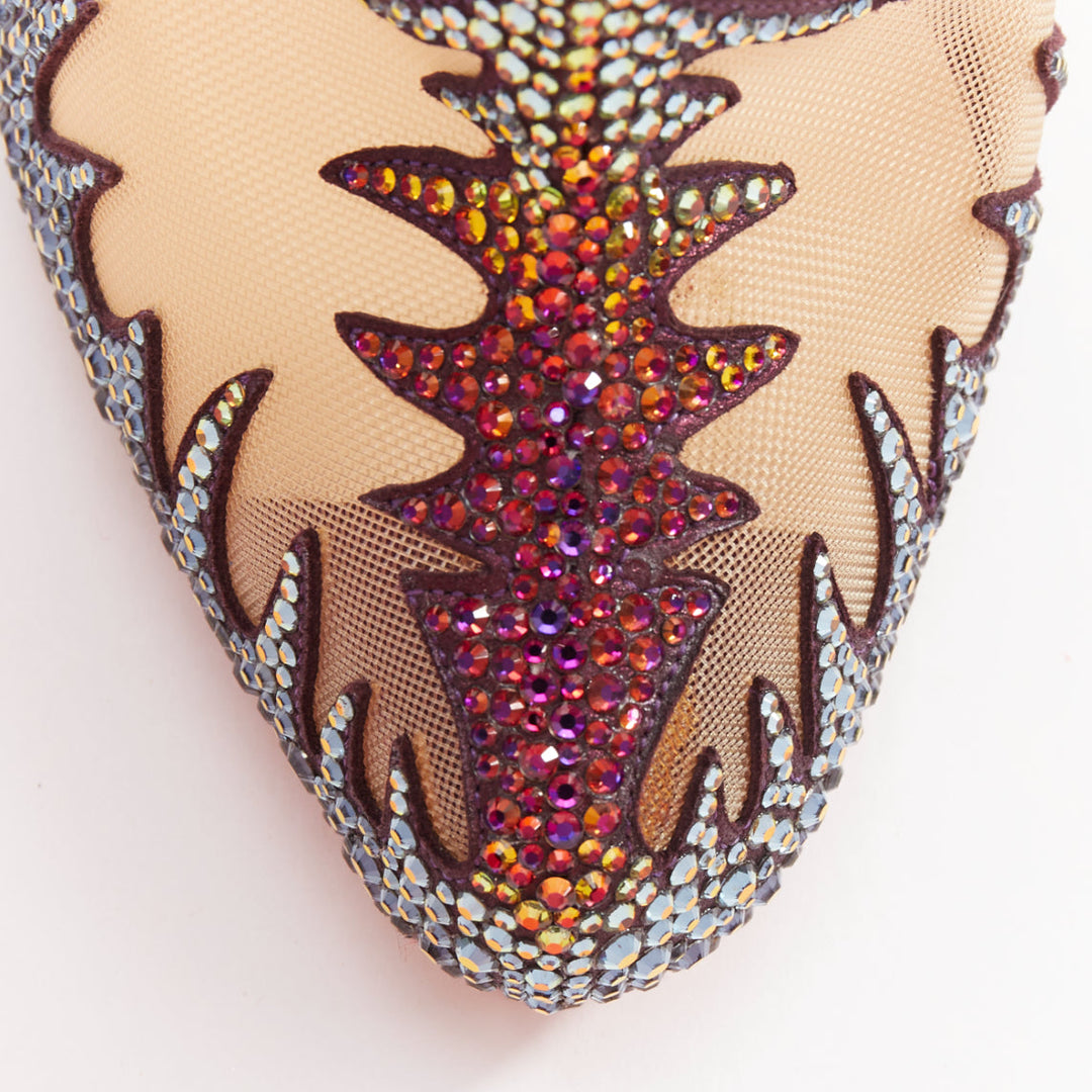 rare CHRISTIAN LOUBOUTIN Marale Boot 140 Suede Vulcano strass crystal mesh EU38