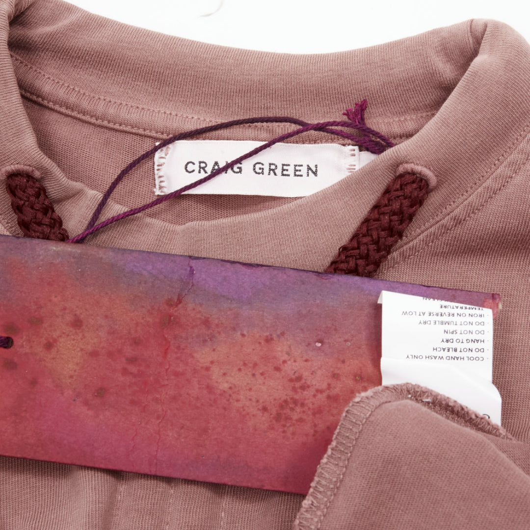 CRAIG GREEN burgundy drawstring rope detail long sleeve tshirt S