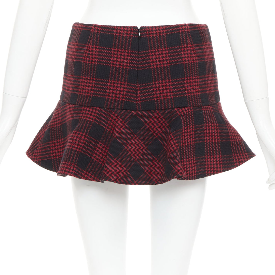 RED VALENTINO red black houndstooth checked flared mini skort IT38 XS