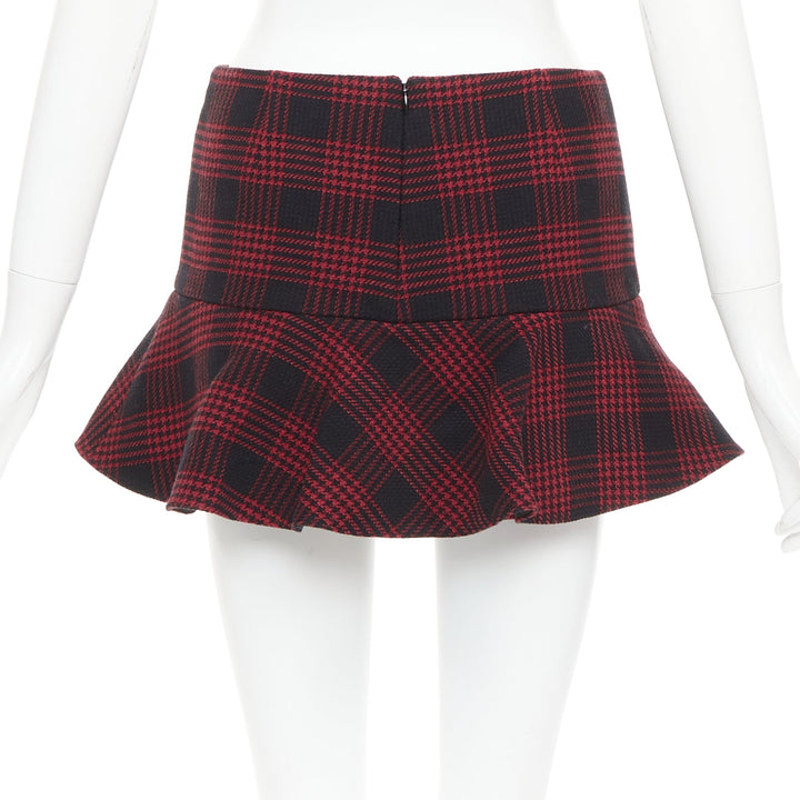RED VALENTINO red black houndstooth checked flared mini skort IT38 XS