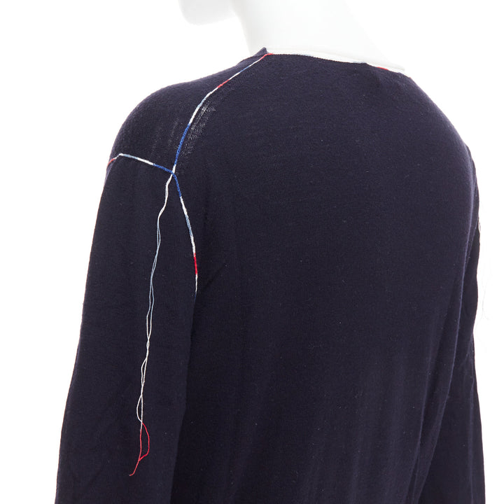 OLD CELINE Phoebe Philo navy multicolor yarns anagram logo sweater