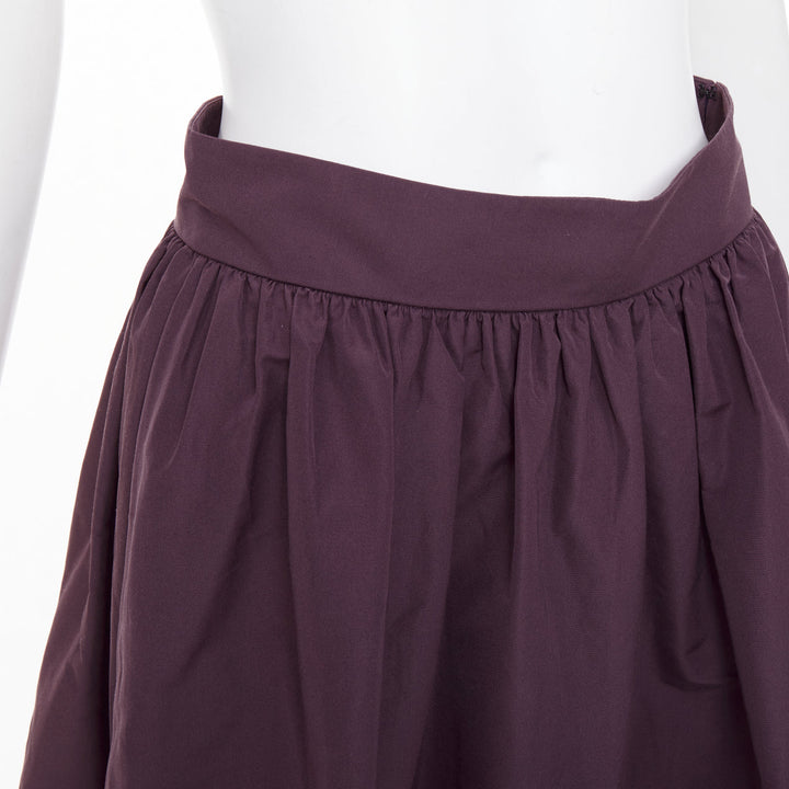 VALENTINO 2019 dark purple drop frill cotton blend gathered midi skirt IT40 S