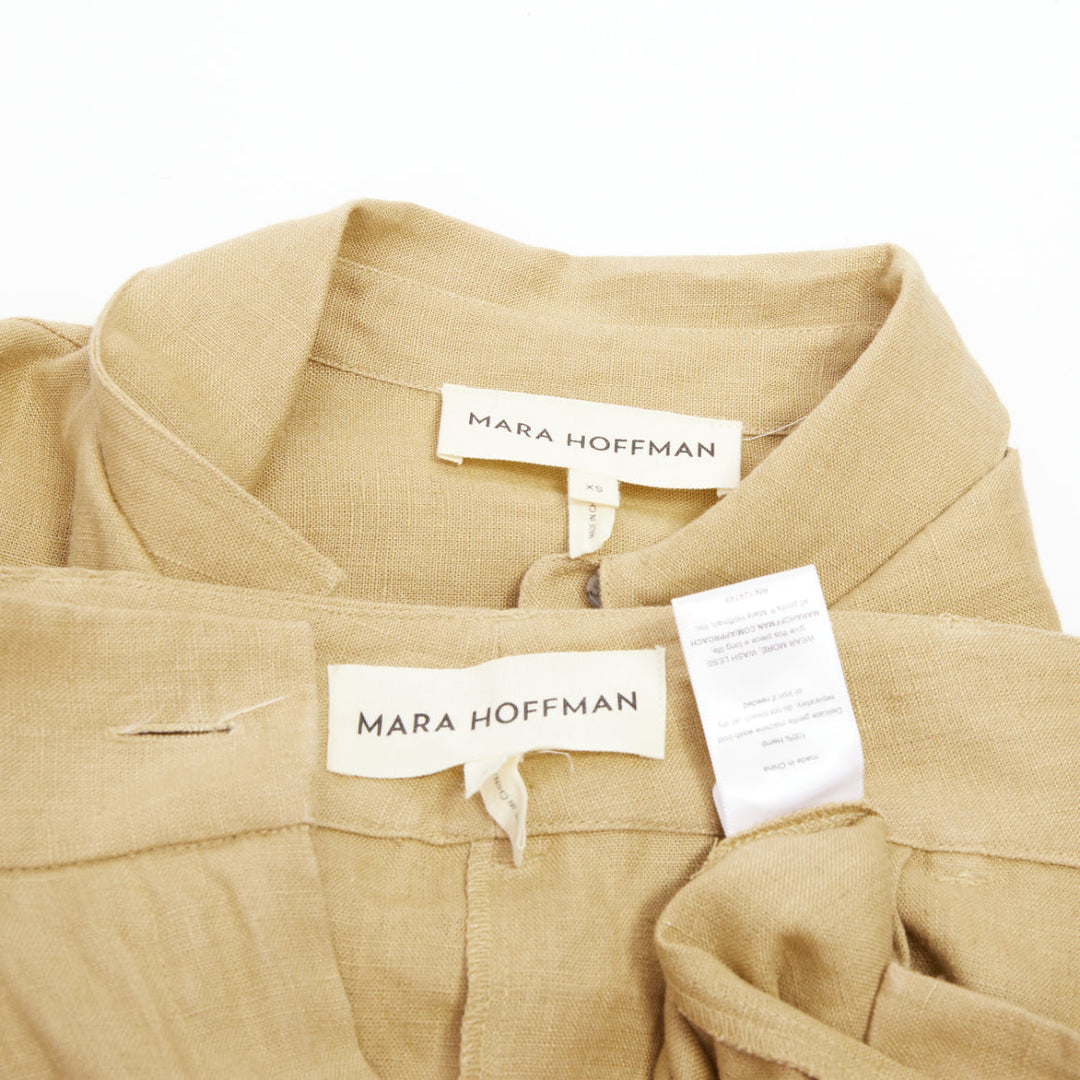 MARA HOFFMAN 2022 sand hemp utility short sleeve shirt midi skirt set XS