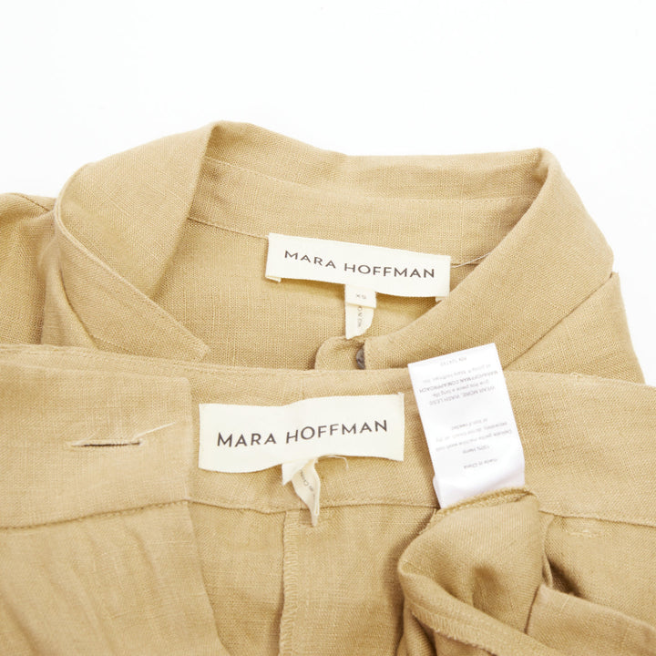 MARA HOFFMAN 2022 sand hemp utility short sleeve shirt midi skirt set XS