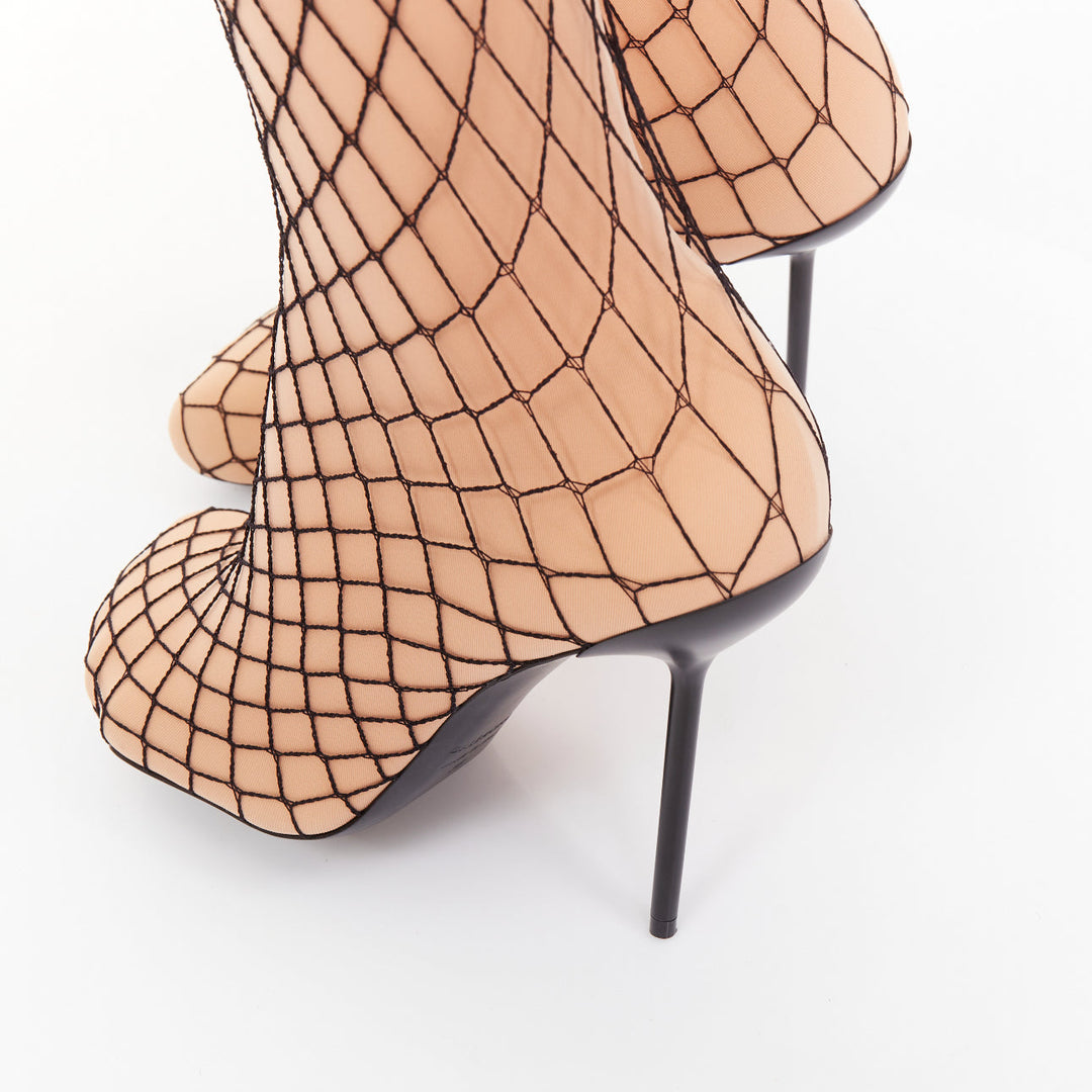 BALENCIAGA Demna Pantashoes nude black fishnet overlay molded toes boots EU38