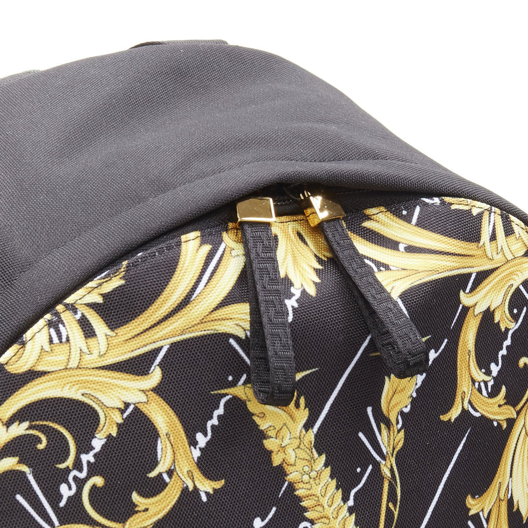 VERSACE Gianni Signature black gold Barocco Virtus Medusa nylon backpack bag