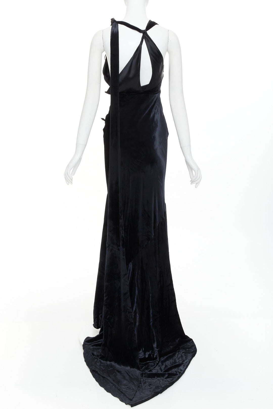 ALEXANDRE VAUTHIER COUTURE black velvet sheer panel mermaid gown