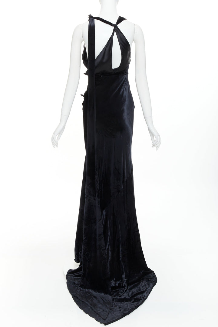 ALEXANDRE VAUTHIER COUTURE black velvet sheer panel mermaid gown