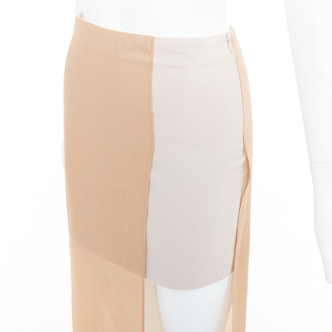 MAISON MARGIELA 2013 nude cream sheer layered asymmetric skirt IT38 XS