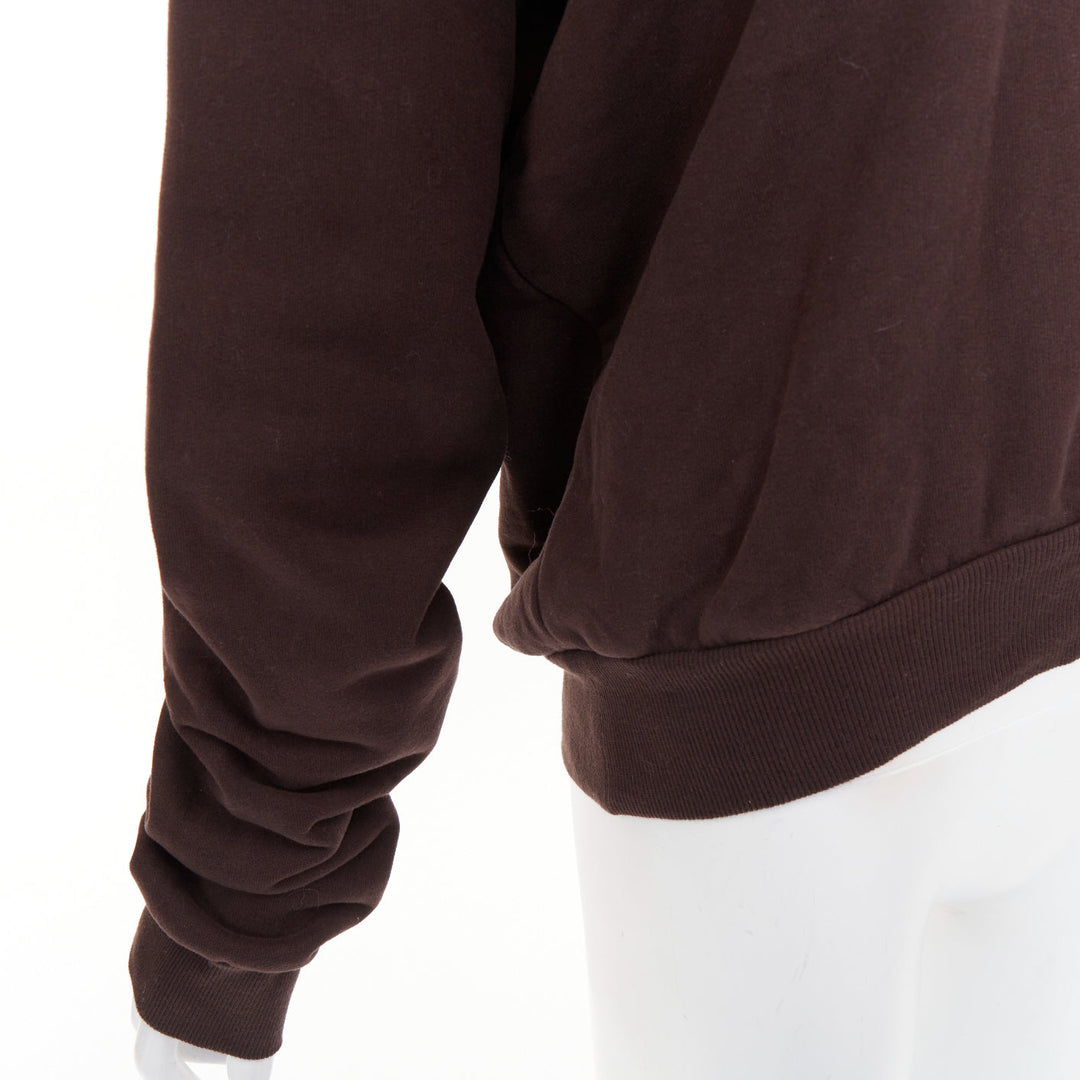SAINT LAURENT 2023 brown cotton fleece overlapping cowl neck pullover L
