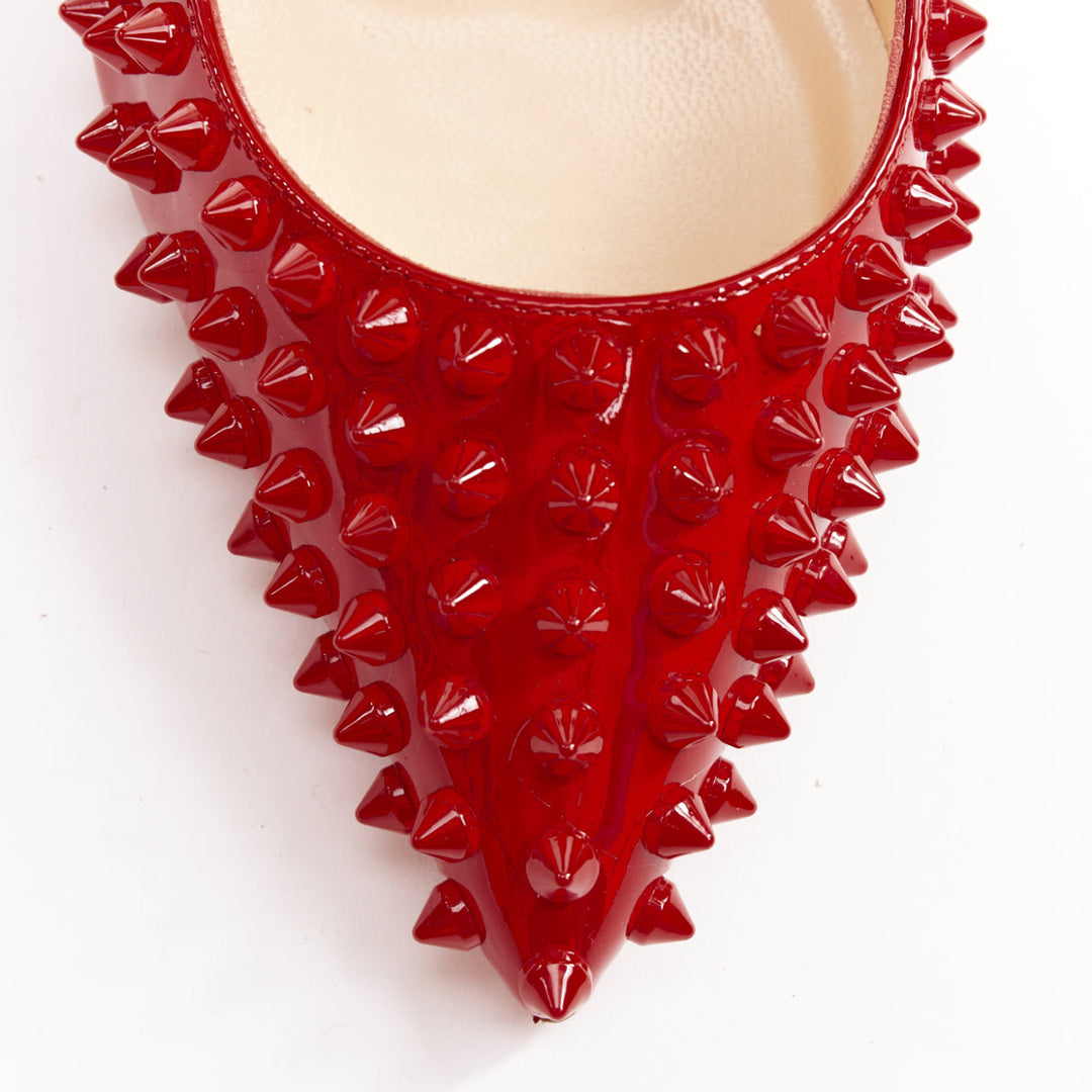 CHRISTIAN LOUBOUTIN Pigalle Spikes 100 red patent leather studded pumps EU38