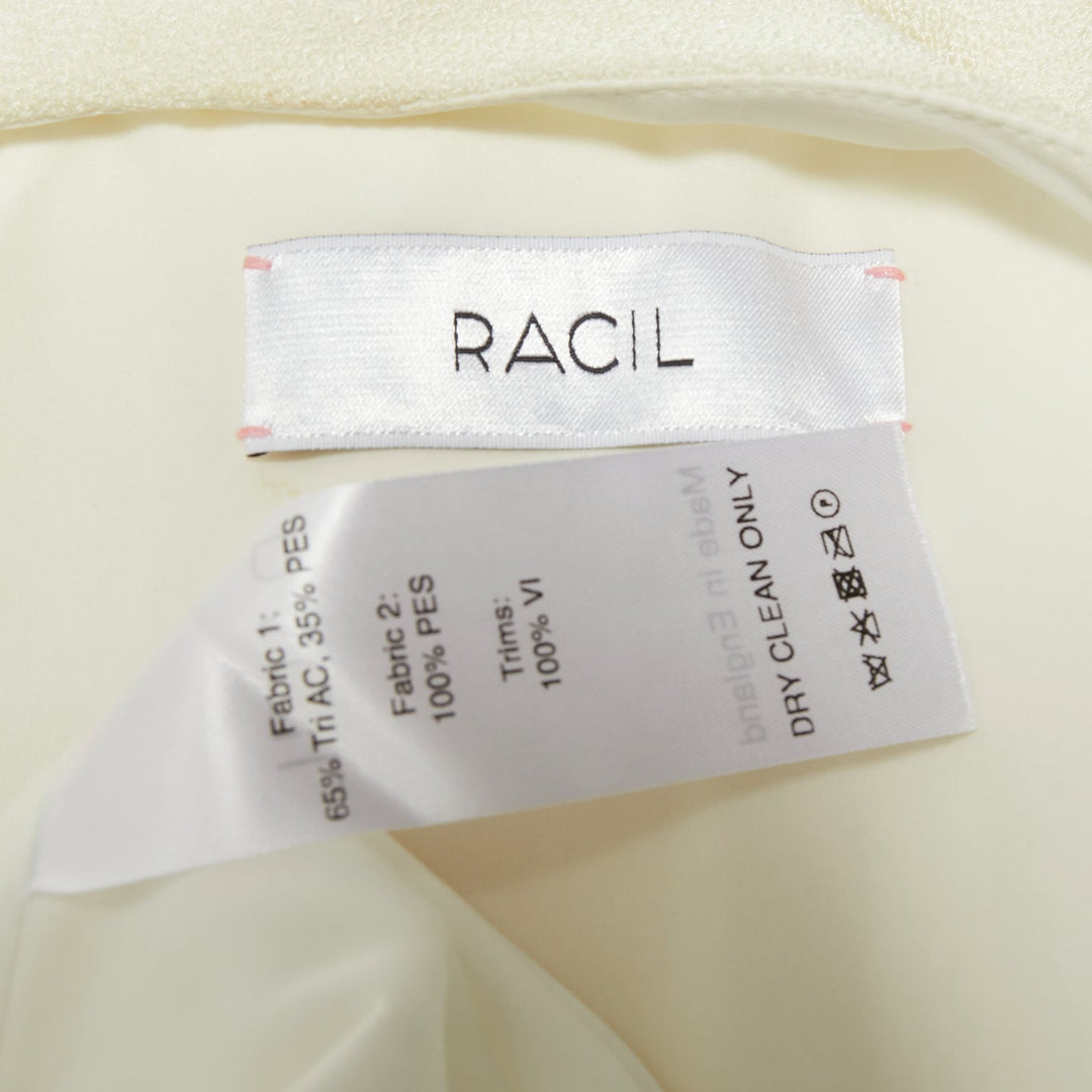 RACIL ivory crepe plunging V-neck halter ruched empire waist midi dress IT38 XS